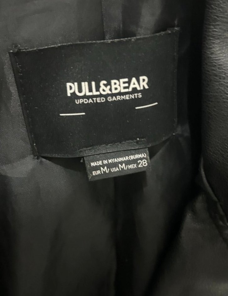 Siyah Deri Kemerli Biker Ceket - Görsel 5