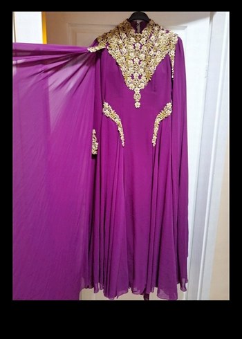 Drapeli Mor Uzun Abiye Elbise - Görsel 2