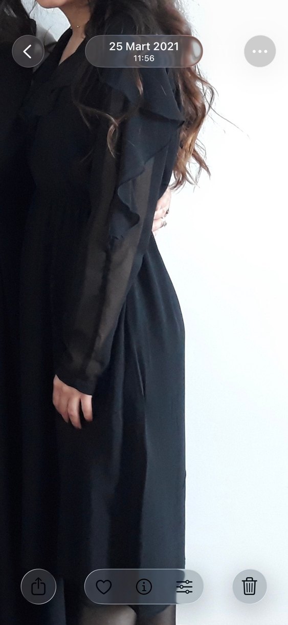 Siyah Midi  kolları transparan Kıyafeti - Görsel 2