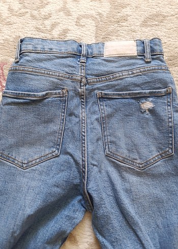 Bershka Düğmeli Mavi Kadın Pantolon