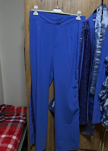 Parlak Mavi Drapeli Tüylü Uzun özel dikim takım - Görsel 2