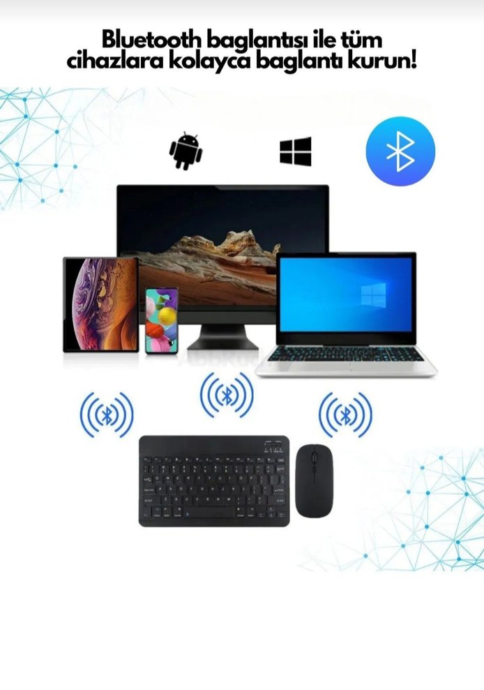 Bluetooth Siyah Kablosuz Klavye ve Mouse - Görsel 2