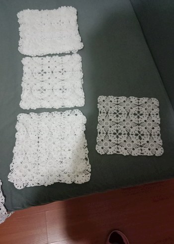  Beden Beyaz El Yapımı Dantel Örtü 16 parca