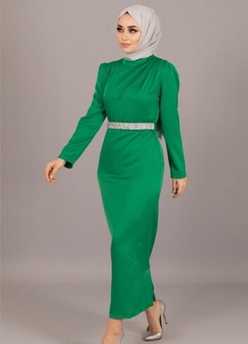 Diğer Yeşil abiye elbise saten
