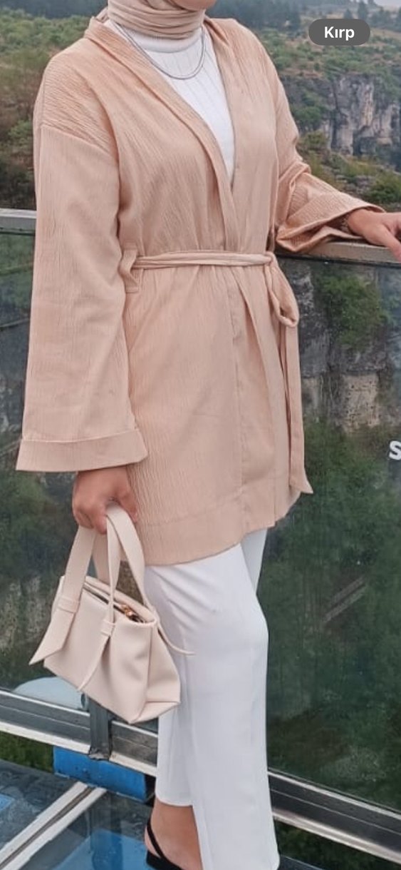 Bej Kemerli Kadın Kimono Lcw modlar ürünü - Görsel 3