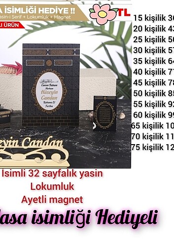  Masa isimliği Hediyeli set