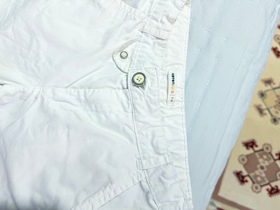 Beyaz koton Erkek çoçuk Şort - Görsel 4