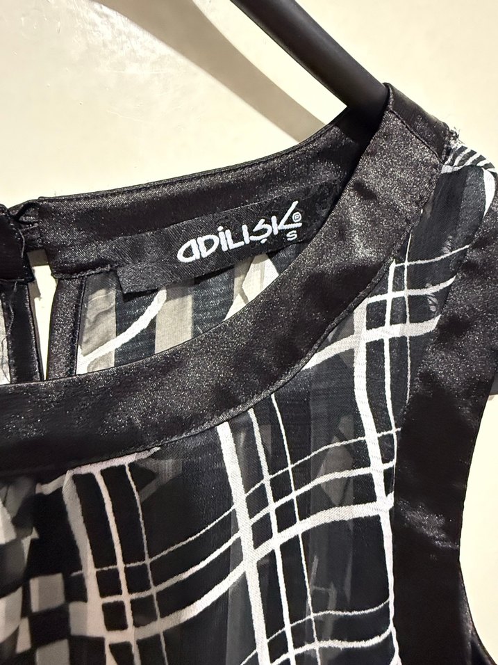 Adil Işık Desenli şifon Halter Yaka Siyah abiye Bluz - Görsel 5