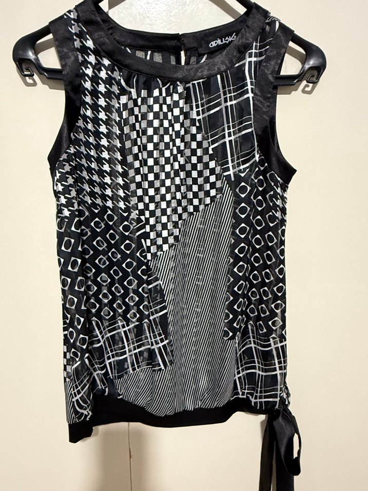 Adil Işık Desenli şifon Halter Yaka Siyah abiye Bluz - Görsel 2