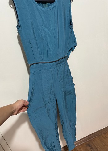 Zara muadili Kadın  Keten Kolsuz Tulum - Görsel 6