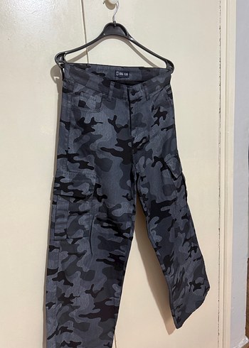 Kadın Gri Kamuflaj Bol Kesim Kargo kot Pantolon - Görsel 3