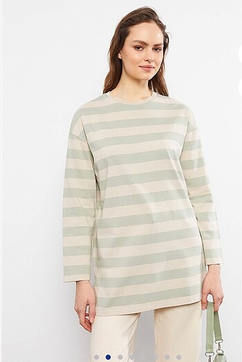 LC Waikiki Lcw modest pamuklu, çizgili tunik