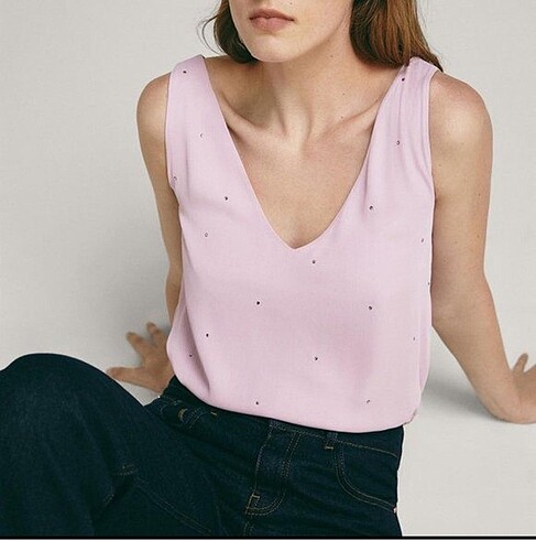 Massimo dutti taşlı bluz