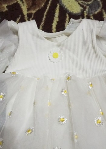 Beyaz Nakışlı Uzun Kollu Kız Elbisesi bluz 2.li takım - Görsel 2