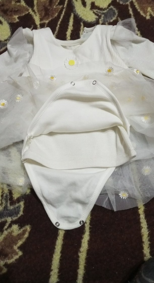 Beyaz Nakışlı Uzun Kollu Kız Elbisesi bluz 2.li takım - Görsel 3