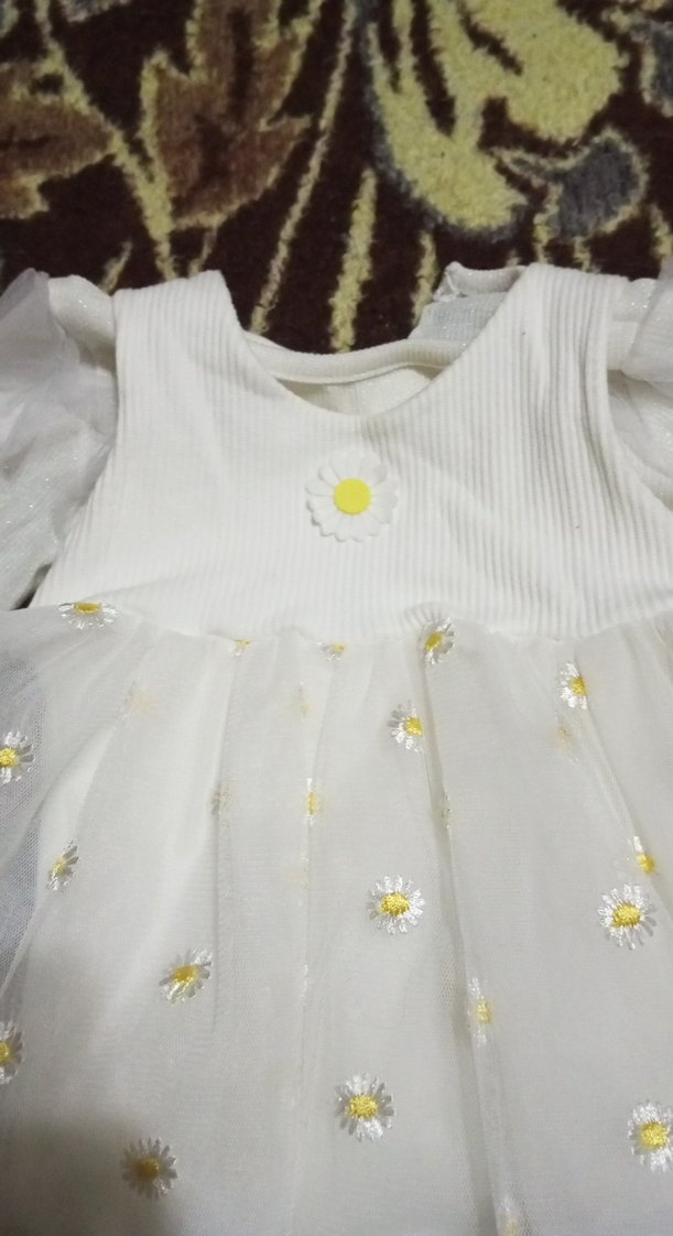 Beyaz Nakışlı Uzun Kollu Kız Elbisesi bluz 2.li takım - Görsel 2