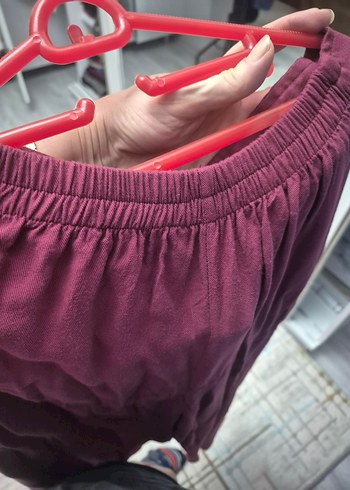 Bordo Midi Rahat keten pantolon - Görsel 2