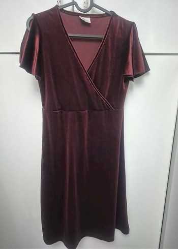 ı CILOOK Marka Bordo renkli kadife elbise - Görsel 4