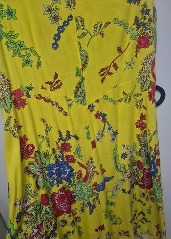 Sarı Desenli Bohem Tarz Yumuşacık elbise - Görsel 3