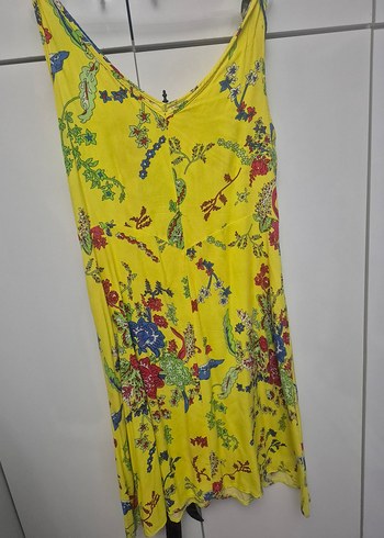 Sarı Desenli Bohem Tarz Yumuşacık elbise - Görsel 2