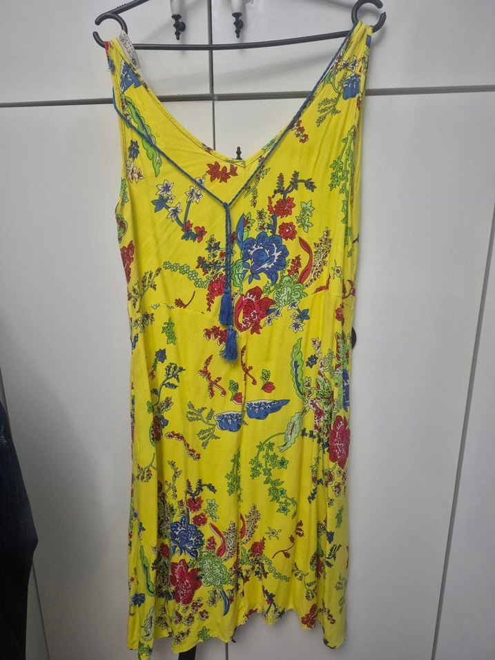 Sarı Desenli Bohem Tarz Yumuşacık elbise - Görsel 4