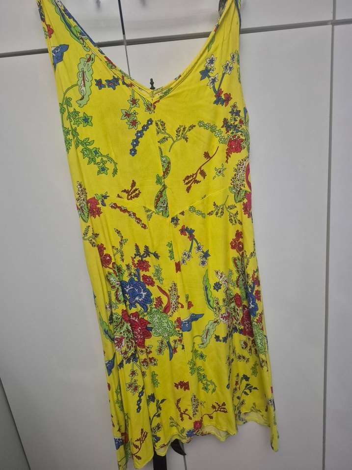 Sarı Desenli Bohem Tarz Yumuşacık elbise - Görsel 2