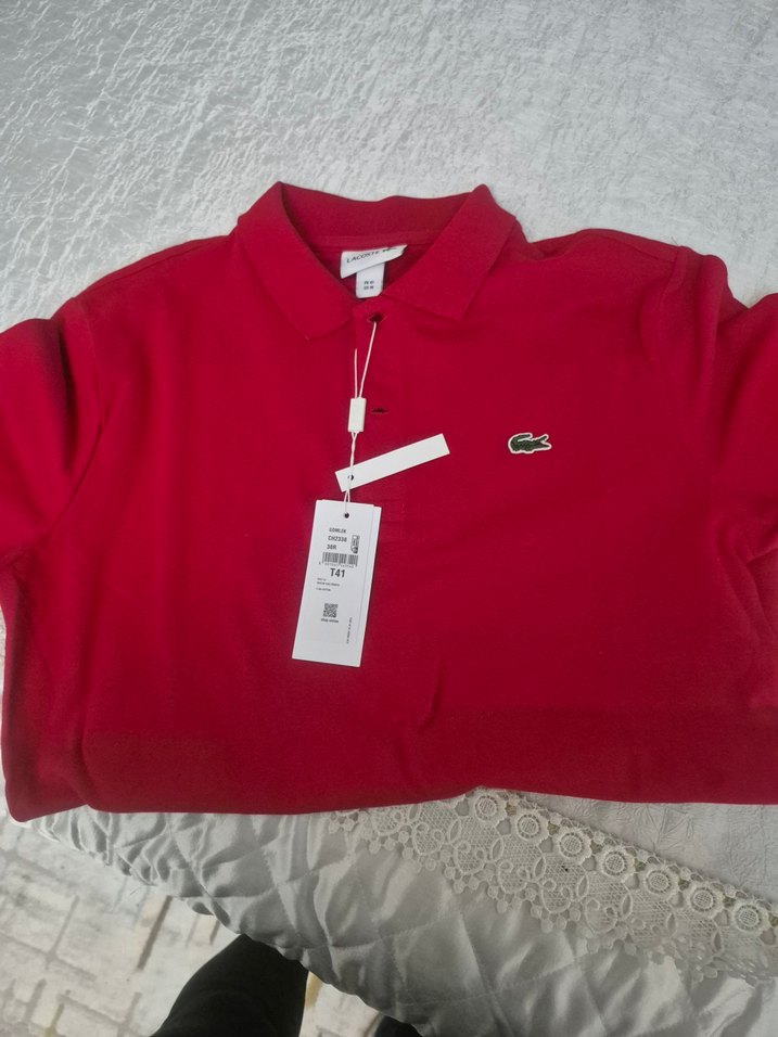 ORJİNAL LACOSTE Kırmızı Kısa Kollu Polo Yaka Tişört - Görsel 3