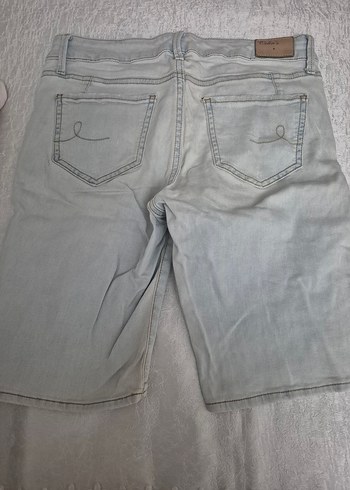 Gri Kadın Salaş Mini Denim Şort - Görsel 2