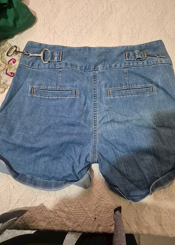 Kadın Mavi Bel Detaylı Kot Şort - Görsel 3