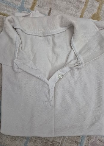 Beyaz Pamuklu Kısa Kollu Polo Tişört - Görsel 2