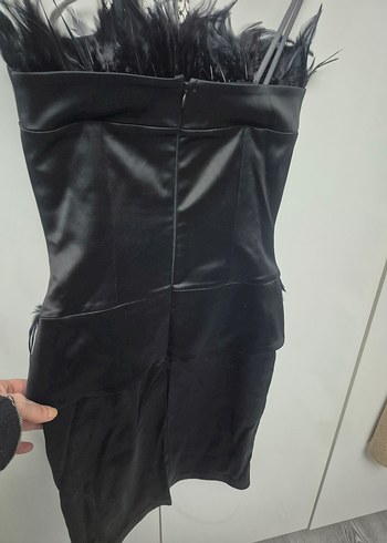 ENFES ORJİNAL DORİDORCA TÜYLÜ  Fermuarlı Siyah Gotik Midi Elbise - Görsel 5