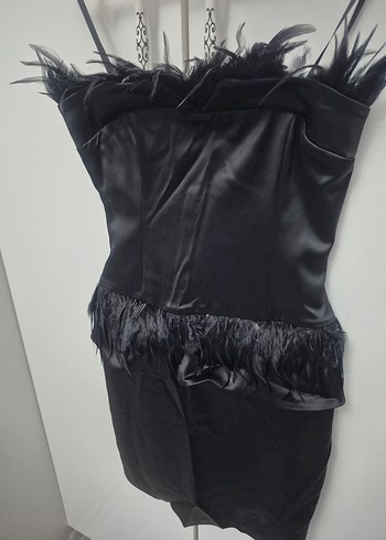 ENFES ORJİNAL DORİDORCA TÜYLÜ  Fermuarlı Siyah Gotik Midi Elbise - Görsel 2