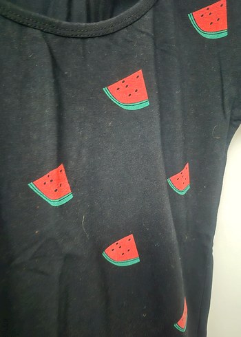 Karpuz Desenli Siyah Kız Tişörtü - Görsel 3