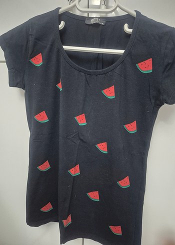 Karpuz Desenli Siyah Kız Tişörtü - Görsel 2