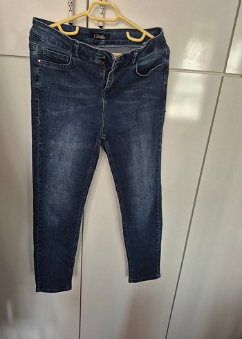 ipekyol Koyu Mavi Dar Kesim Yanlari Tasli Denim Jean