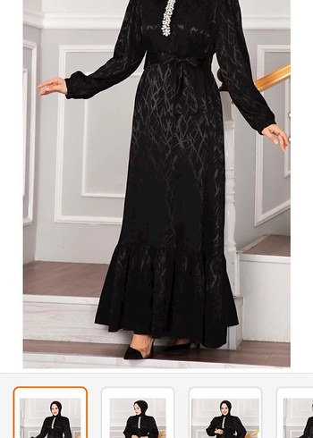 taşlı jakar tesettür abiye - Görsel 3