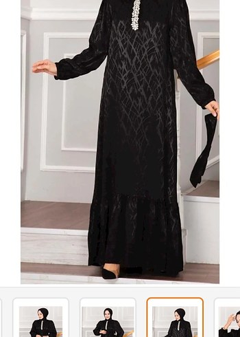 taşlı jakar tesettür abiye - Görsel 4