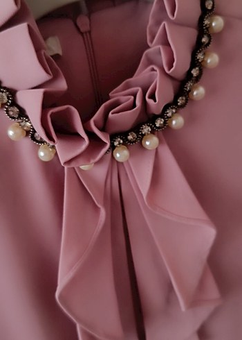 Pudra Renkli Fırfırlı Kadın Gömlek - Görsel 2