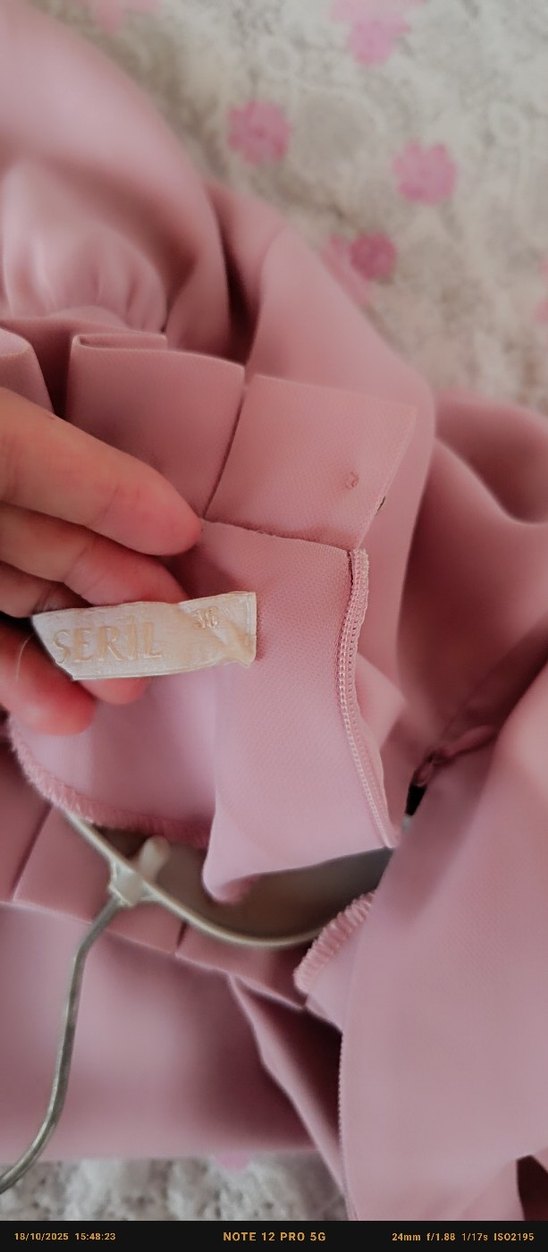 Pudra Renkli Fırfırlı Kadın Gömlek - Görsel 4