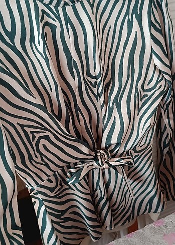 Zebra Desenli Hamile Bluzu, Uzun ve Salaş - Görsel 4