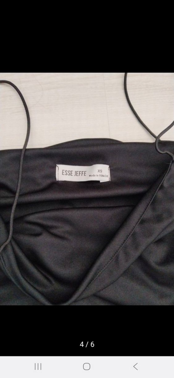 ip aslışı Siyah Drapeli Mini elbise - Görsel 4