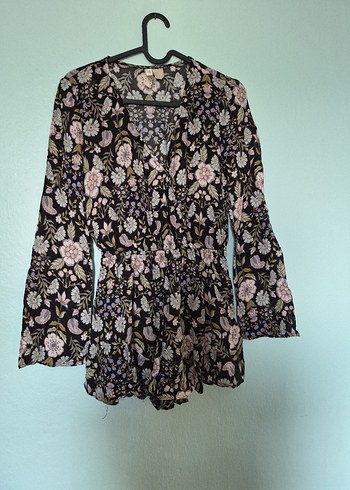 Bohem Uzun Kollu V Yaka kısa tulum - Görsel 2