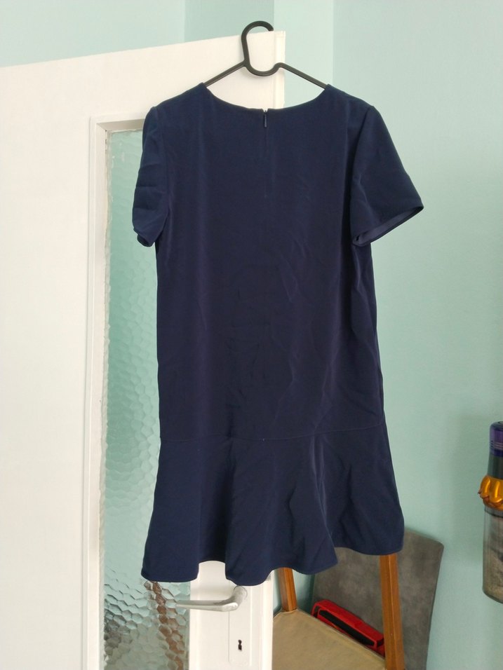 mango lacivert volanlı Elbise - Görsel 4