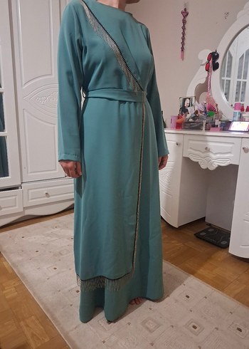 Turkuaz Uzun Kollu Kadın Elbise