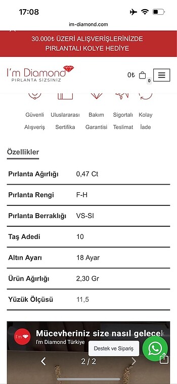 Zen Diamond Yarımtur Pırlanta yüzük