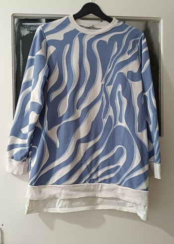 Mavi Zebra Desenli Uzun Kollu Sweatshirt