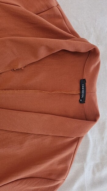 38 Beden turuncu Renk Kiremit kruvaze yaka ceket elbise