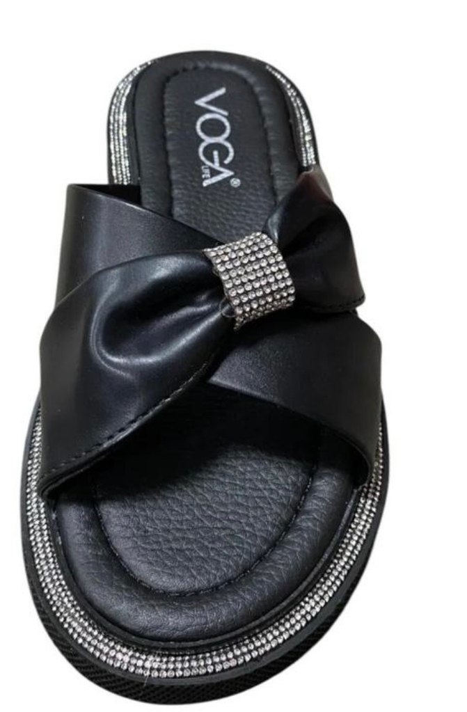 Siyah Parlak Bantlı Dolgu Topuklu Kadın Terlik - Görsel 2