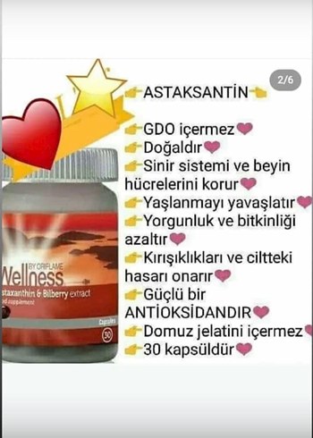 Oriflame Wellness Astaksantin 30 Kapsül