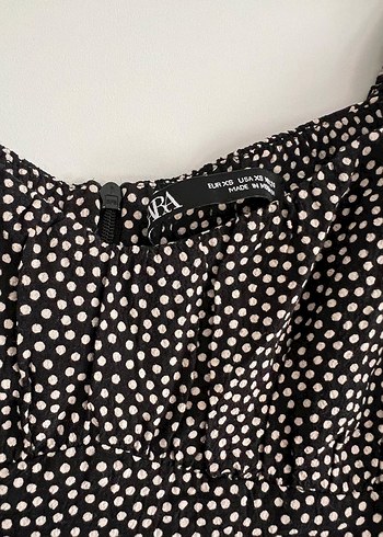 Zara Siyah Puantiyeli Uzun Kollu Mini Elbise